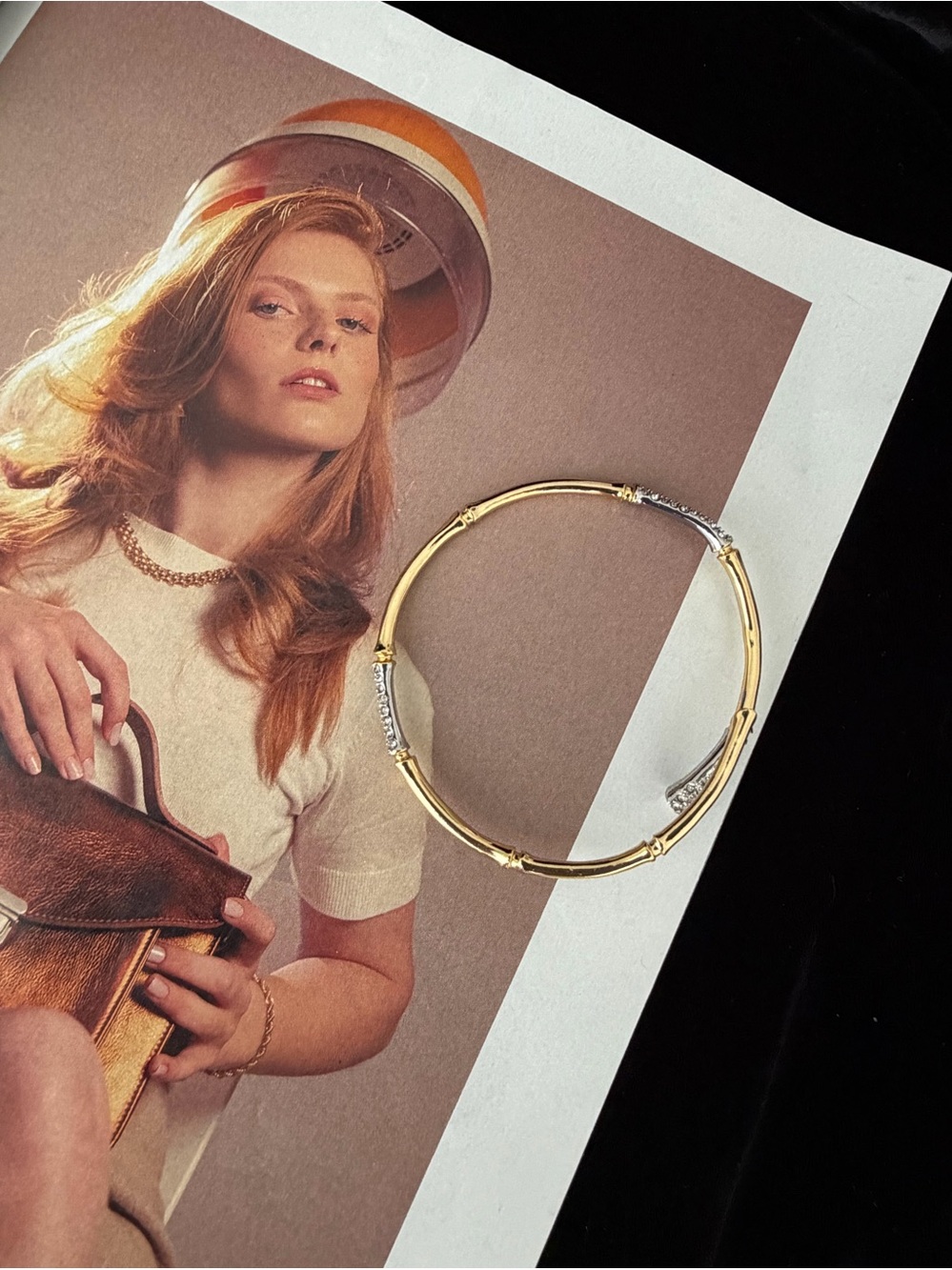 Alexis Bittar - Signed Bamboo Crystal Encrusted Bangle Bracelet